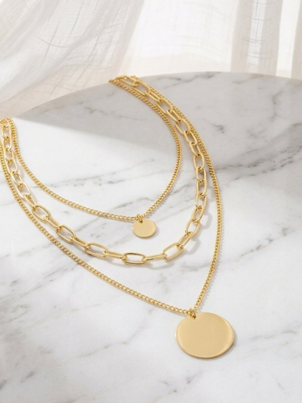 Ladies Fashionable Chain Layered Necklace - Picture 1 of 5